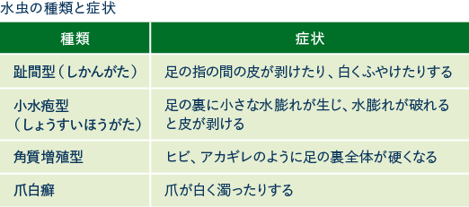 水虫の種類と症状